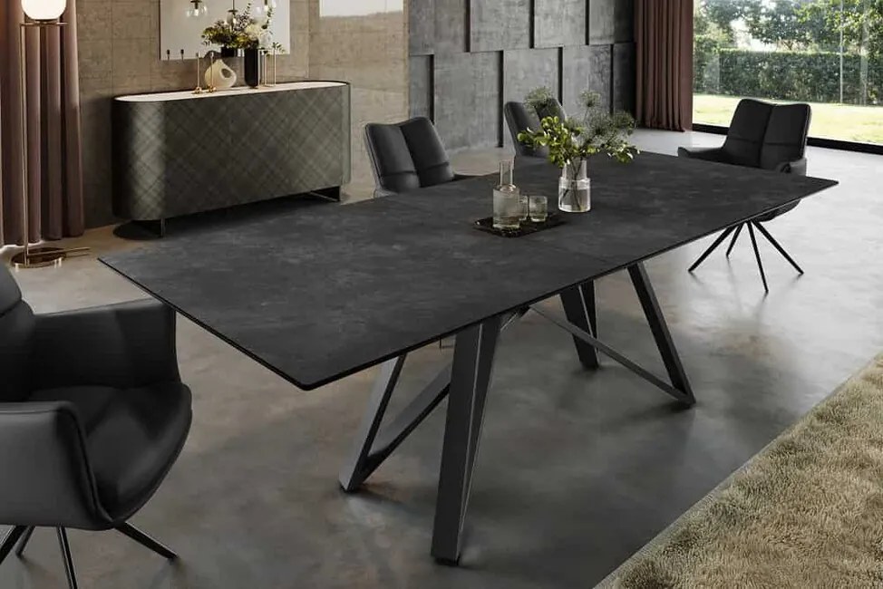 Rozkladací keramický jedálenský stôl Monza 160-200cm grafitová šedá
