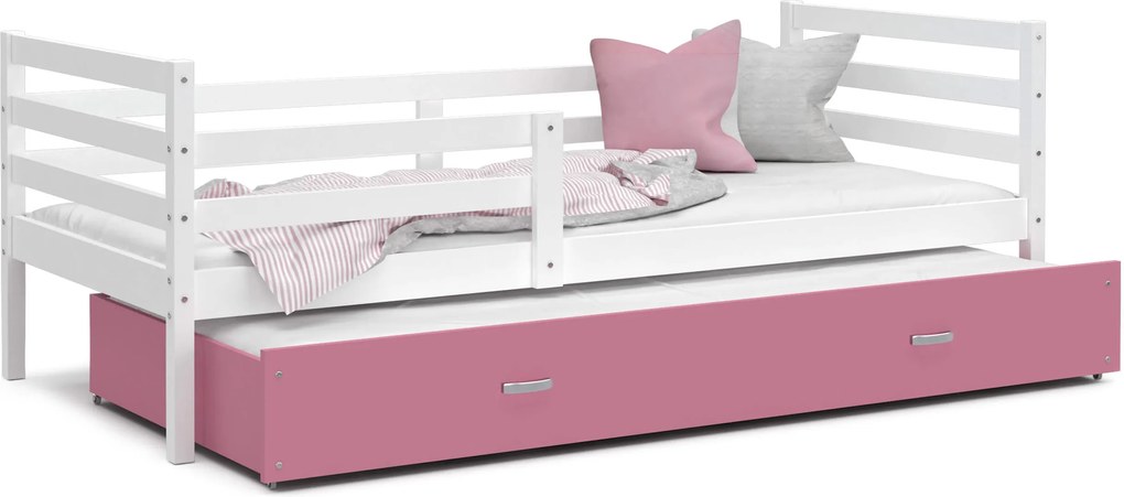 GL Racek P2 Color biela posteľ s prístelkou Farba: Ružová, Rozmer: 190x80