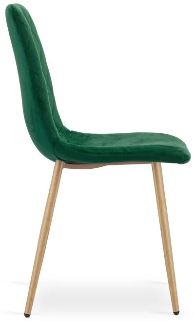 Set troch jedálenských stoličiek TURIN zamatové, tmavozelené / hnedé nohy (3 ks)