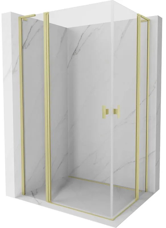 Mexen, Mexen Mist L Duo výklopný sprchový kút 115 x 95 cm, transparentný, brúsené zlato - 8A4L-115-095-55-00