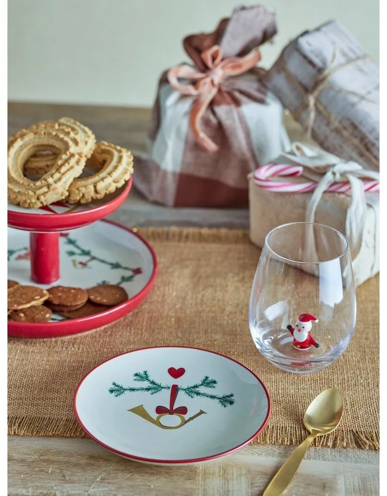 Krémové dezertné taniere s vianočným motívom z kameniny v súprave 2 ks ø 16 cm Yule – Bloomingville