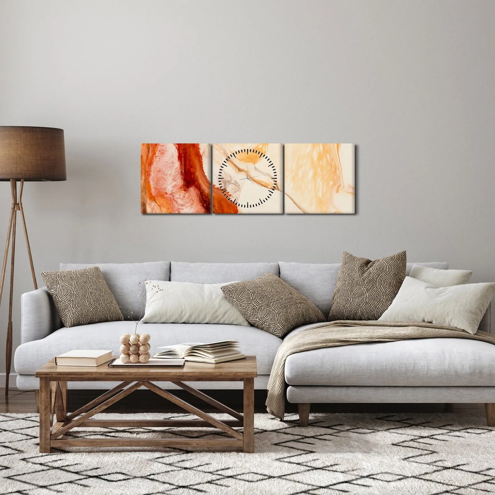 Obraz - Abstraktná maľba (s hodinami) (90x30 cm)