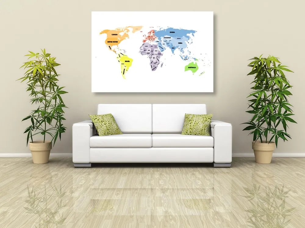 Obraz mapa sveta s pútavými nápismi
