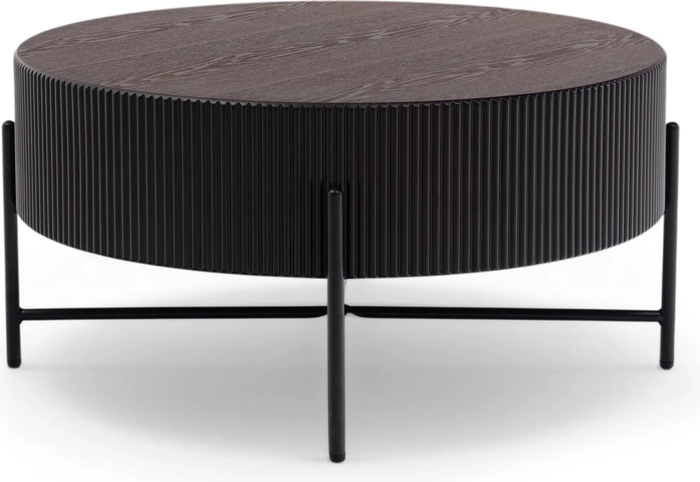 Kávový stolík Corbi 80 cm do obývačky - tmavý orech / čierny mat