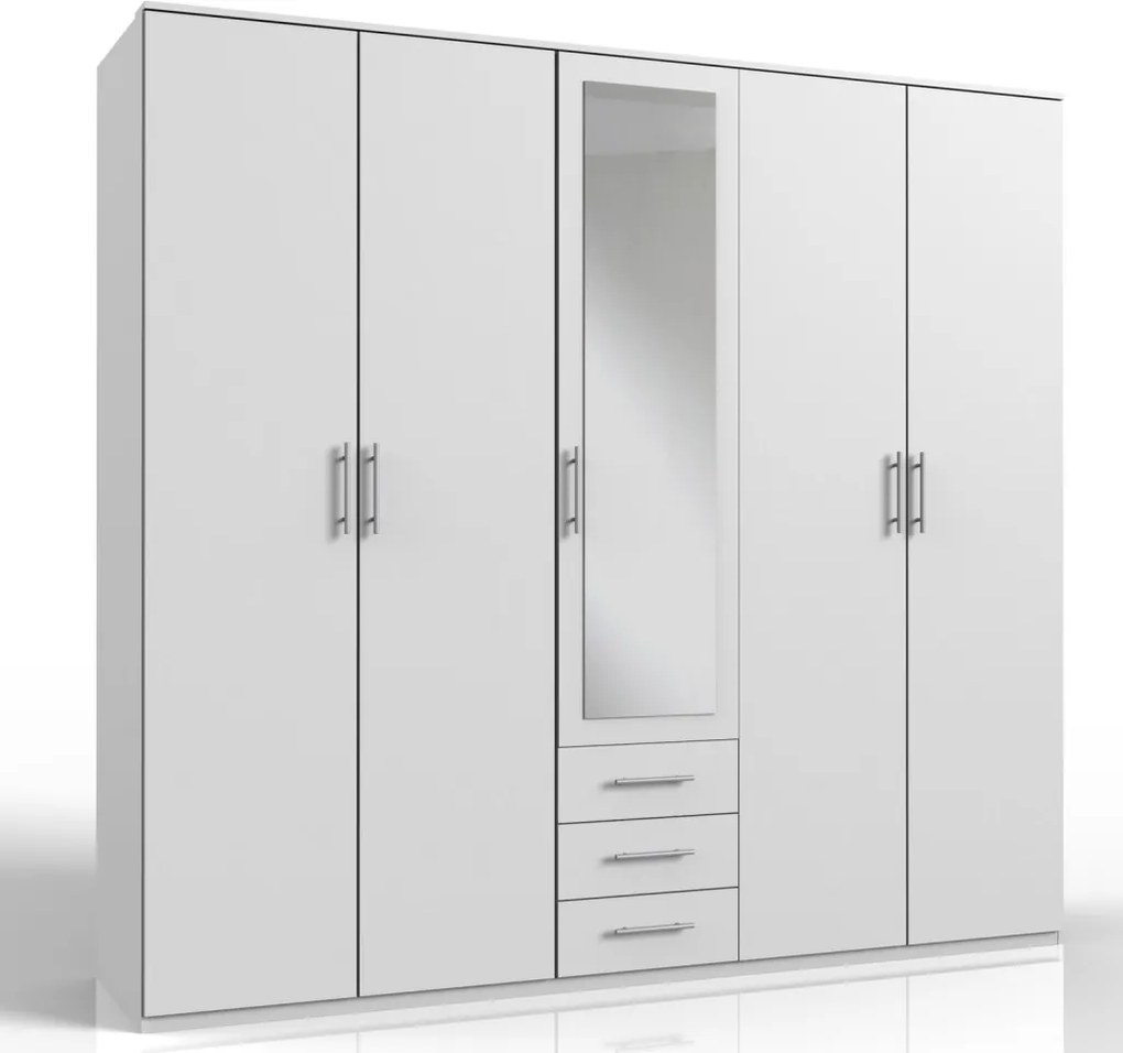 Šatníková skriňa Ben, 225 cm, biela