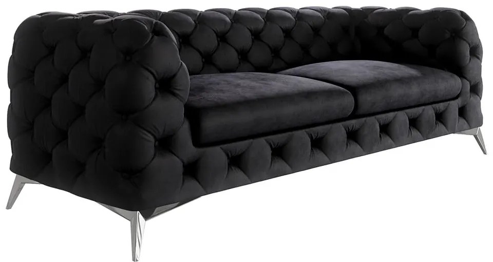 Čierna zamatová pohovka 225 cm Chelsea – Ropez