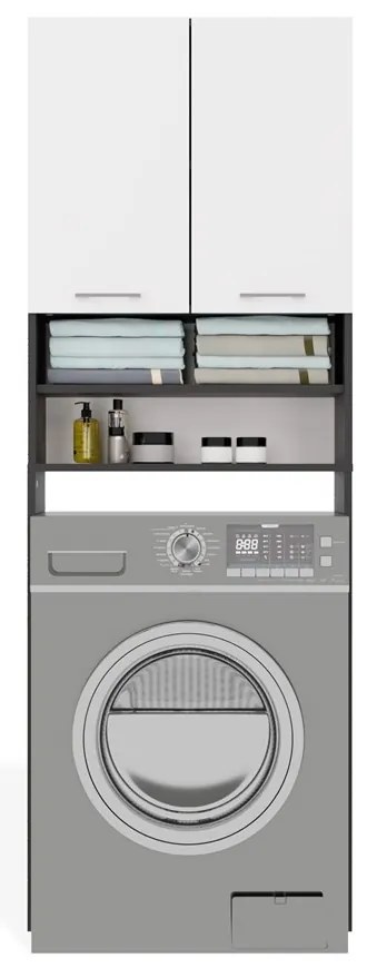 Kúpeľňová skrinka nad práčku POLA DK biela/antracitová