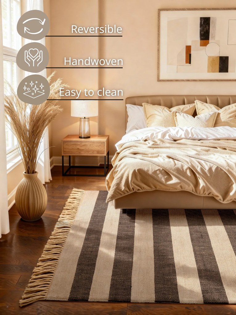 Hanse Home, Kusový koberec Handloom 106334 Playa White Black, 200x300, čiernobiela, chodba / predsieň
