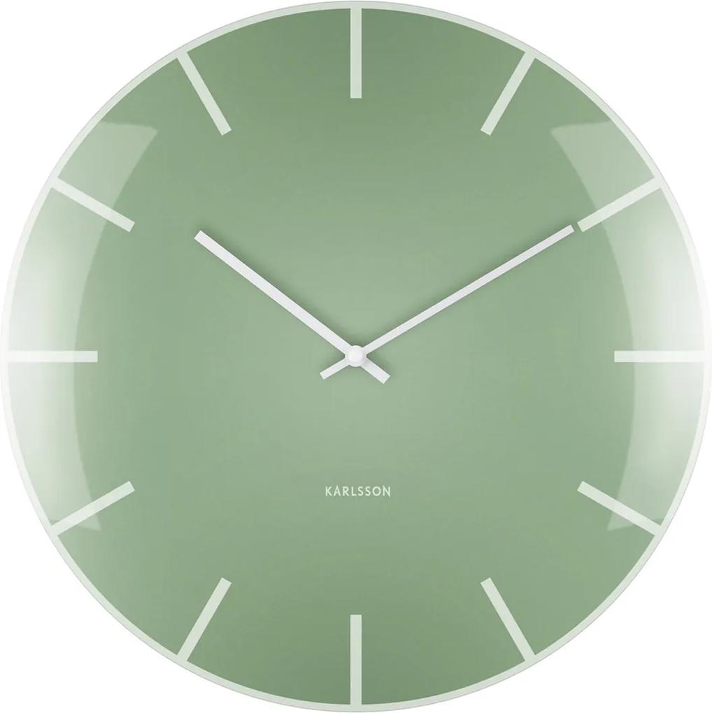 KARLSSON Nástenné hodiny Glass Dome zelené 40 × 4cm