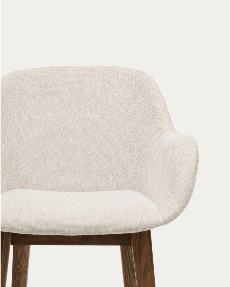 Béžová čalúnená barová stolička s podrúčkami (výška sedadla 66 cm) Konna – Kave Home