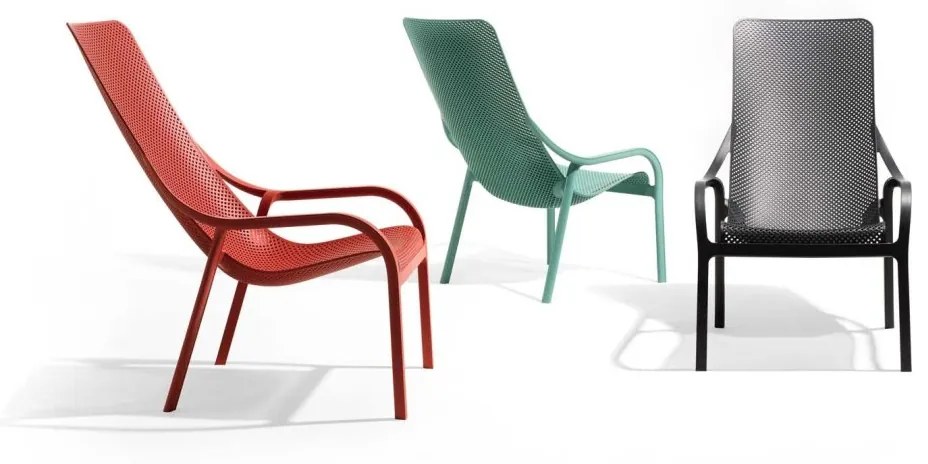 NET LOUNGE záhradné kreslo s podrúčkami bianco