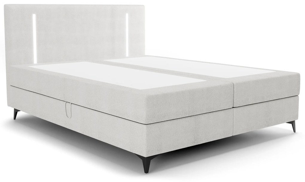 Manželská posteľ 180 cm Ortega Comfort (sivá) (s roštom a matracom, s úl. priestorom) (s LED osvetlením). Vlastná spoľahlivá doprava až k Vám domov. 1082742