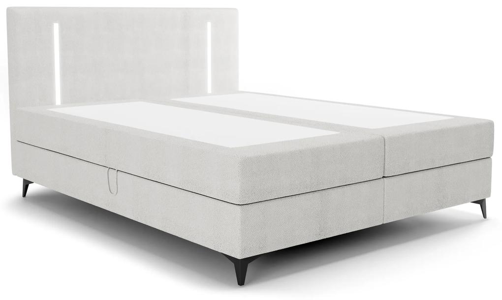 Manželská posteľ 140 cm Ortega Comfort (sivá) (s roštom a matracom, s úl. priestorom) (s LED osvetlením). Vlastná spoľahlivá doprava až k Vám domov. 1082720