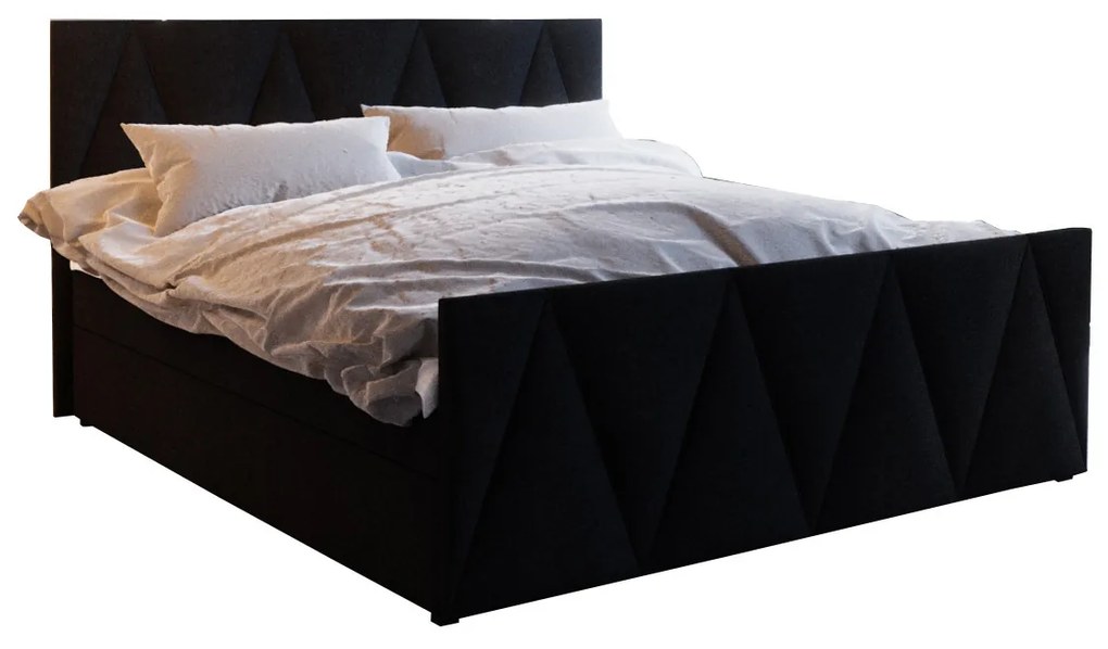 Manželská posteľ Boxspring 140 cm Milagros 3 (čierna) (s matracom a úložným priestorom). Vlastná spoľahlivá doprava až k Vám domov. 1047244