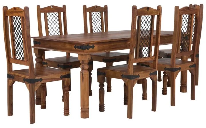 furniture-nabytek.cz - Masívna jedálenská sada Merlin I z palisandra, lakovaná, hnedá – 180x90 cm + 6 stoličiek