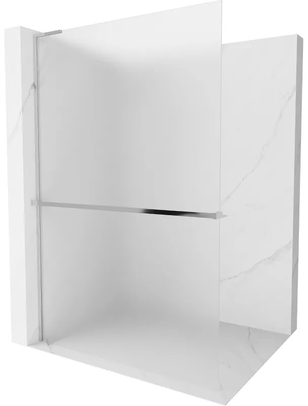 Mexen Kioto+ L, sprchová zástena Walk-In s poličkou a vešiakom 100 x 200 cm, 8mm sklo námraza, chrómový profil, 800-100-123-01-30