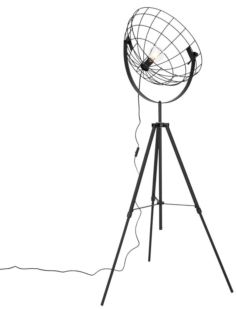 Priemyselná trojnohá stojaca lampa čierna 50 cm nastaviteľná - Hanze