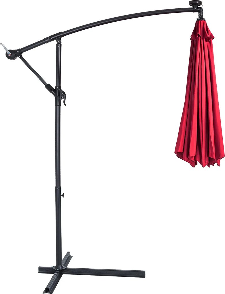 Záhradný slnečník Amana s LED osvetlením 307 cm červený