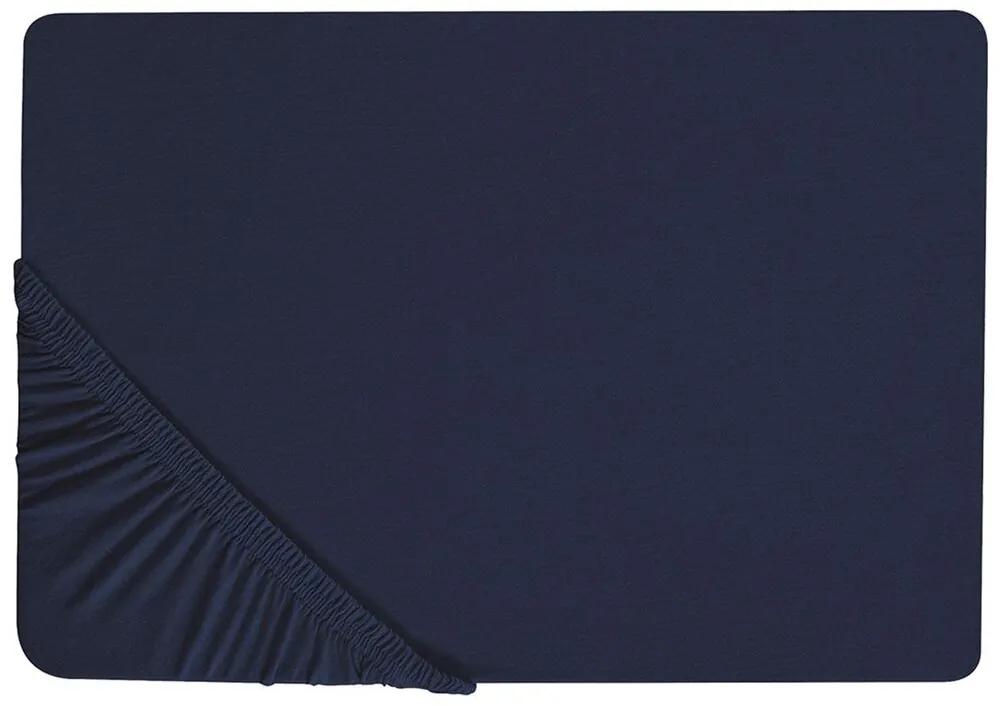 Bavlnená posteľná plachta 90 x 200 cm tmavomodrá HOFUF Beliani