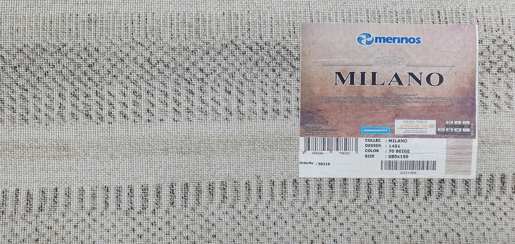 Medipa (Merinos), Kusový koberec Milano 1451/70 Beige, 80x150, šedá, chodba / predsieň