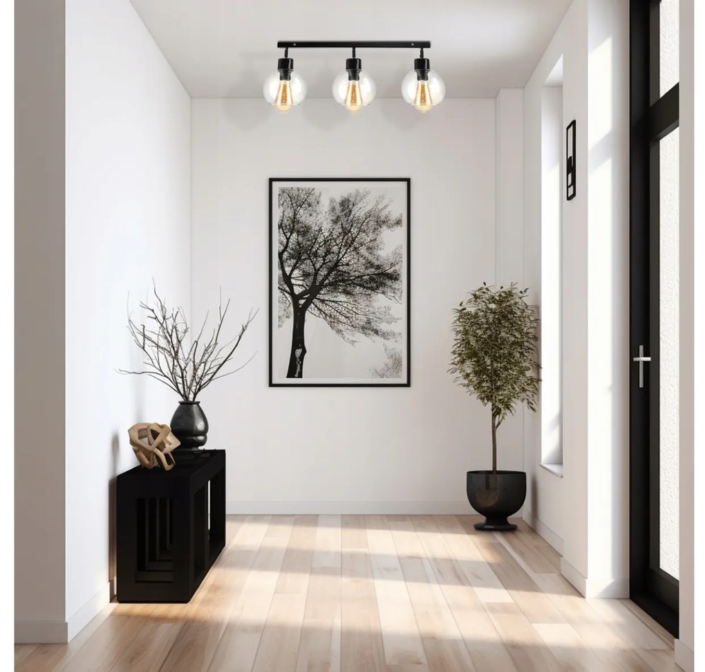 BERGE LED nastaviteľné stropné svietidlo 3xE27 LOFT - priehľadná guľa