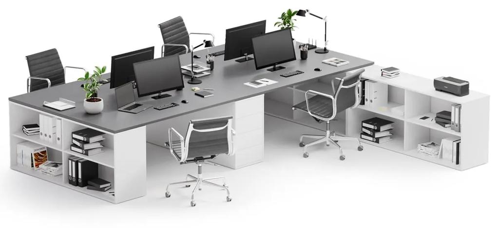 PLAN Kancelársky písací stôl s úložným priestorom BLOCK B05, biela/oranžová