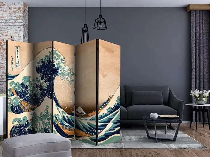 Paraván - Hokusai: The Great Wave off Kanagawa (Reproduction) II [Room Dividers] Veľkosť: 225x172, Verzia: Jednostranný