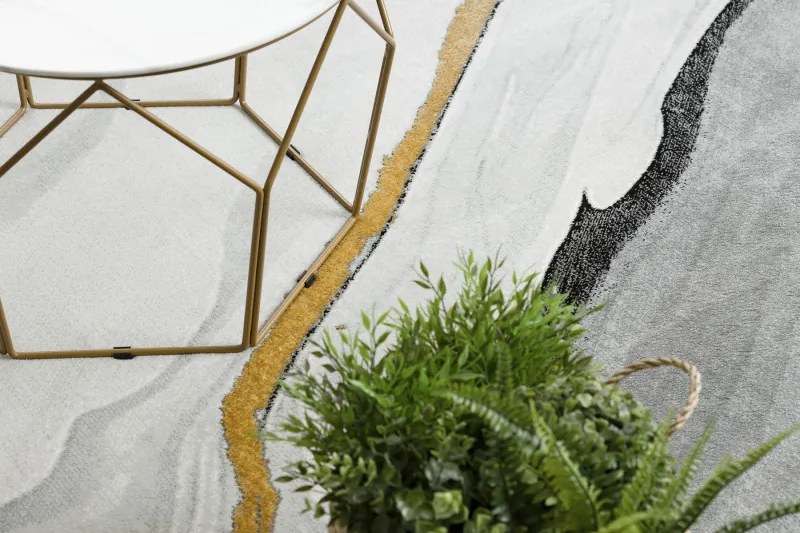 Dywany Łuszczów, Kusový koberec Emerald 1017 black and gold, 160x220, čiernobiela, kancelária