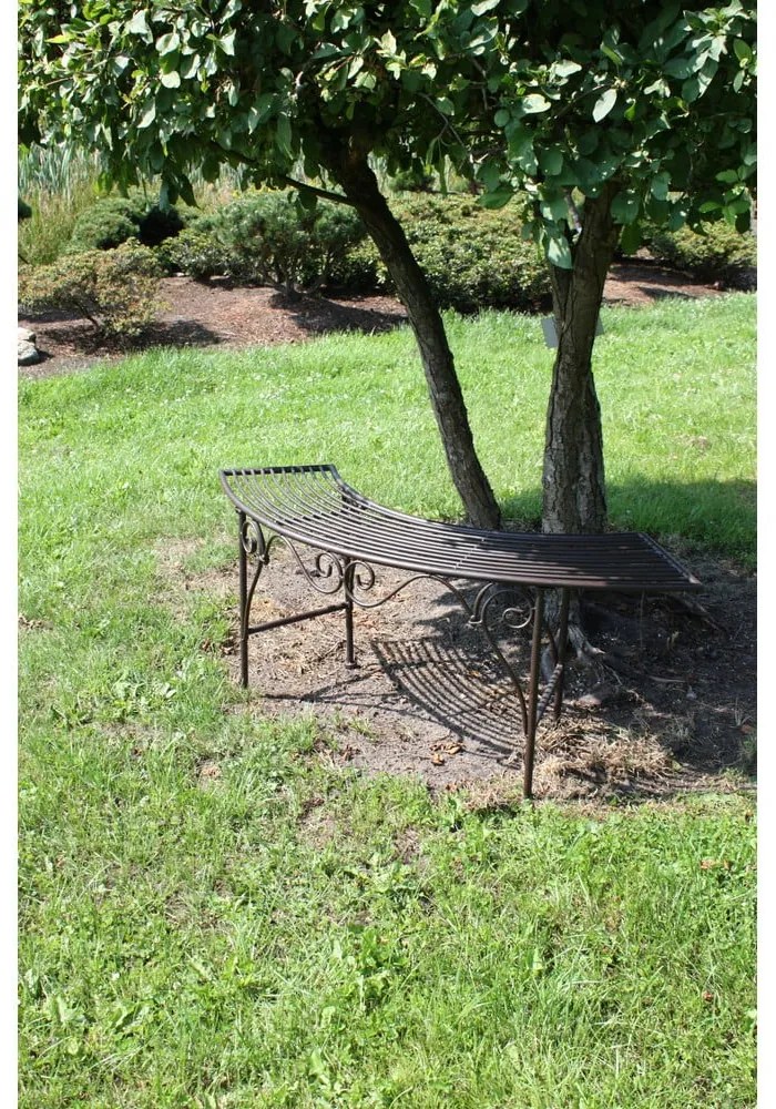 Čierno-tmavohnedá kovová záhradná lavica Fuego – Garden Pleasure