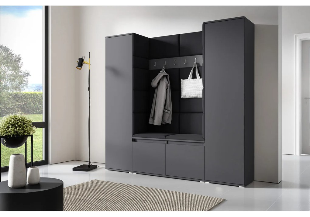 Predsieňová stena AMI 31 Bez zrkadla Grafit Čierna