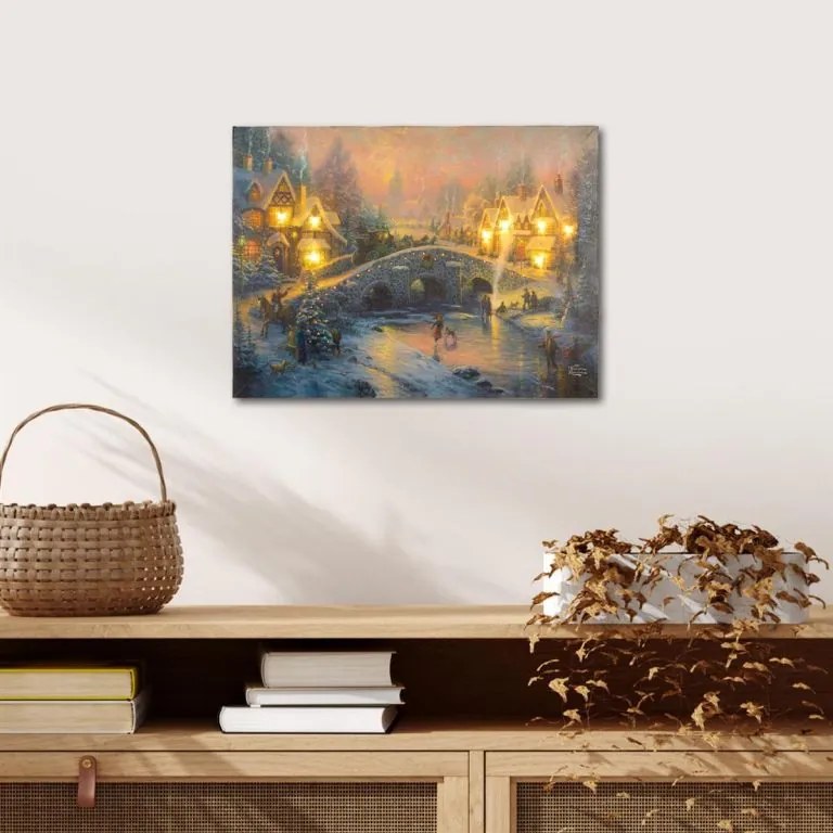 Nexos 86740 Nástenná maľba vianočná krajina, 8 LED, 30 x 40 cm