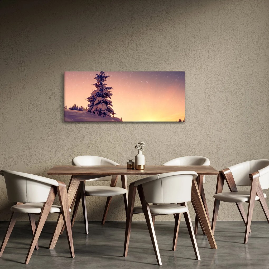 Obraz zasneženého stromu na lúke (120x50 cm)