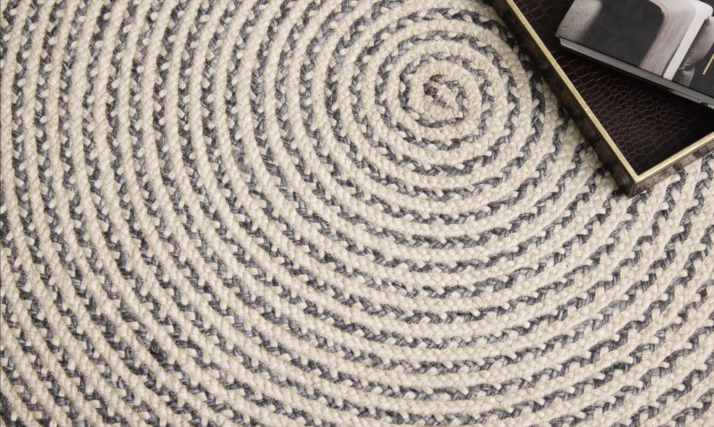 Diamond Carpets India, Ručne viazaný kusový koberec Orba J-49 Natural kruh, 180x180 (priemer) kruh, biela, chodba / predsieň