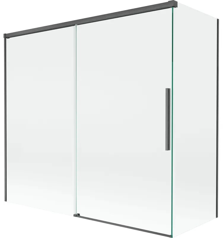 Mexen Rox, 2-krídlová posuvná vaňová zástena 170 + 80 x 150 cm, 8mm číre sklo, brúsený grafit profil, 8C9-170-080-66-00