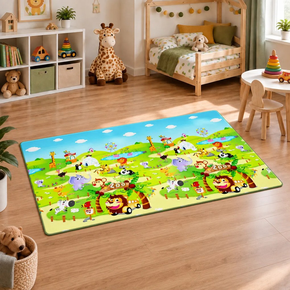 Dwinguler, Obojstranný protišmykový koberec ZOO – na von aj na doma, 130x190, viacfarebná, detská izba