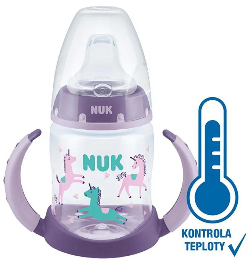 Dojčenská fľaša na učenie NUK s kontrolou teploty 150 ml fialová