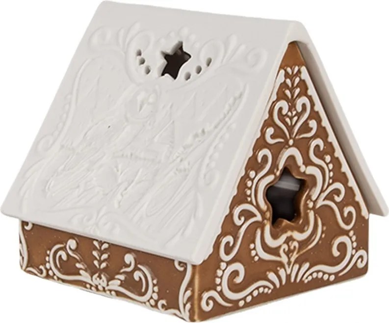 Porcelánový svietnik perníková chalúpka Gingerbread House - 8*7*7 cm