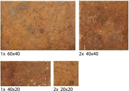 Dlažba Cir Cotto del Campiano cotto dorato v dekore modulare 39 s rozmermi 40x60, 40x40, 20x40, 20x20 cm mat 1080847