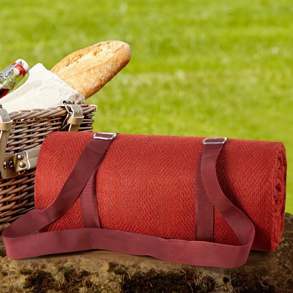 PIKNIKOVÁ DEKA HARMONY 130X150 CM ČERVENÁ