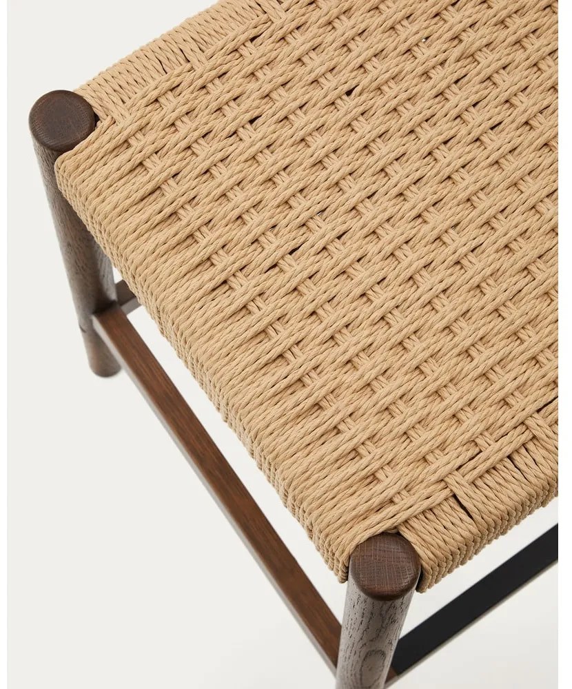 Hnedé/v prírodnej farbe barové stoličky v súprave 2 ks z dubového dreva (výška sedadla 66 cm) Yalia – Kave Home