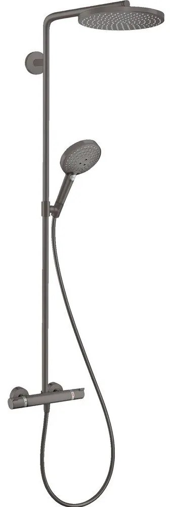 HANSGROHE Raindance Select S Showerpipe nástenný sprchový systém s termostatom, horná sprcha 1jet priemer 240 mm, ručná sprcha 3jet, kartáčovaný čierny chróm, 27633340