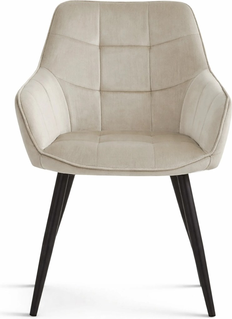 Jedálenské kreslo VARSI VELVET s čiernymi nohami, béžové