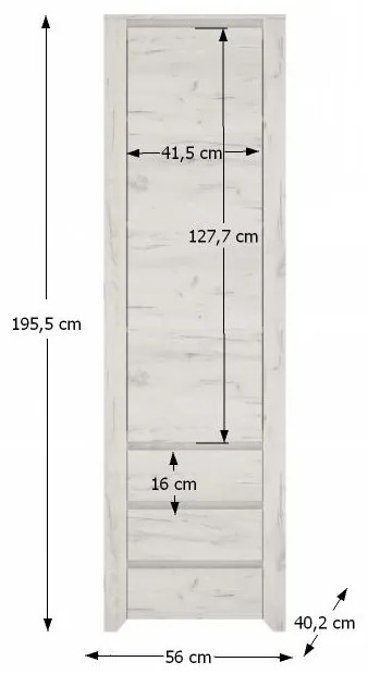 Policová skriňa Angel Typ 10 1D-3S - biela / craft