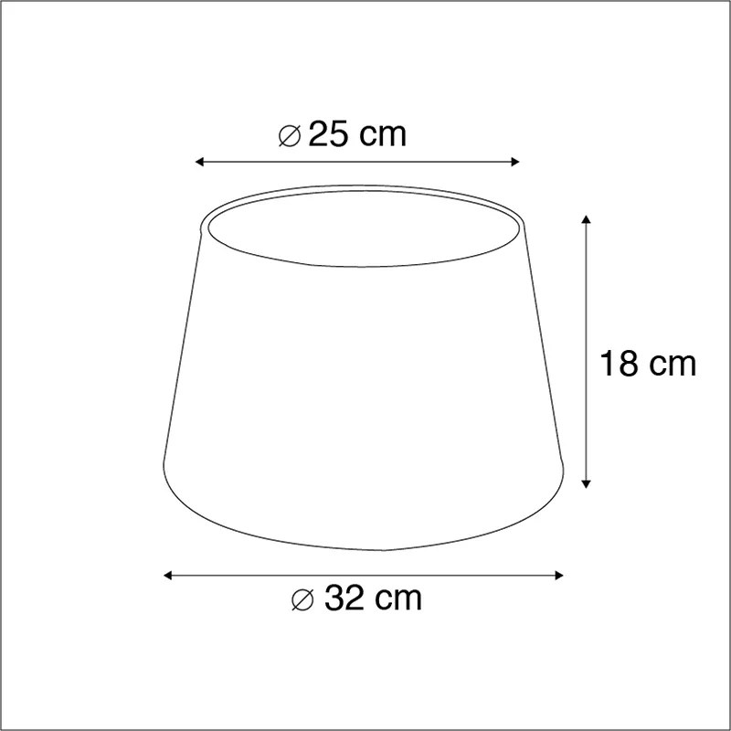 Bavlnený tienidlo čierny 32/25/18 so zlatým vnútorným povrchom