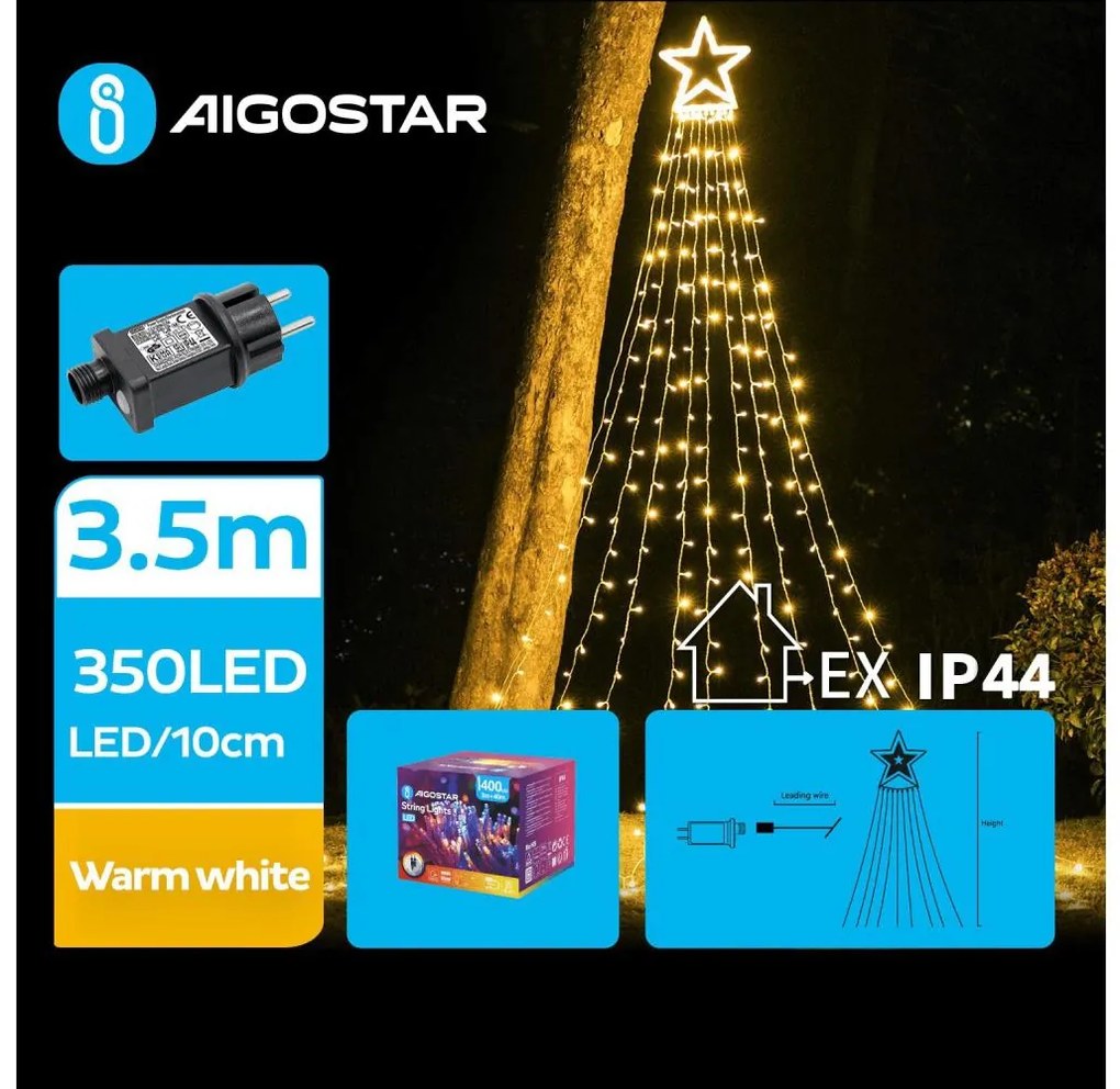 Aigostar - LED Vonkajšia vianočná dekorácia LED/6W/230V 3,5m IP44 teplá biela