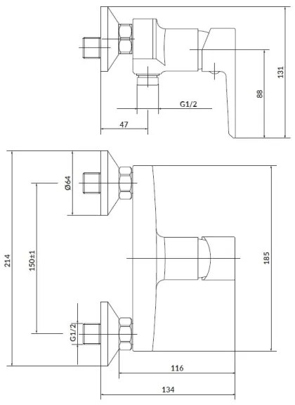 Cersanit S952-004 sprchová sada + umývadlová batéria MILLE, lesklý chróm