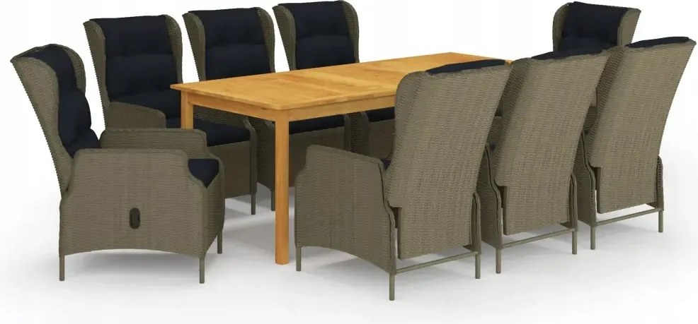 vidaXL 9-dielna záhradná jedálenská súprava hnedá