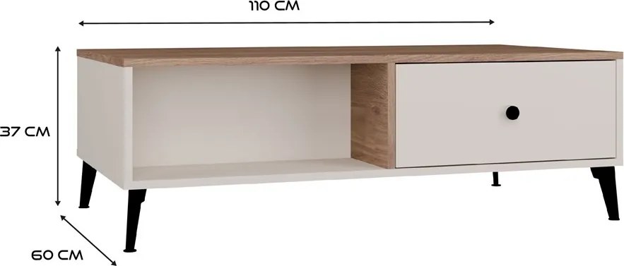 Konferenčný stolík Point 110 cm dub Castello/kašmírový