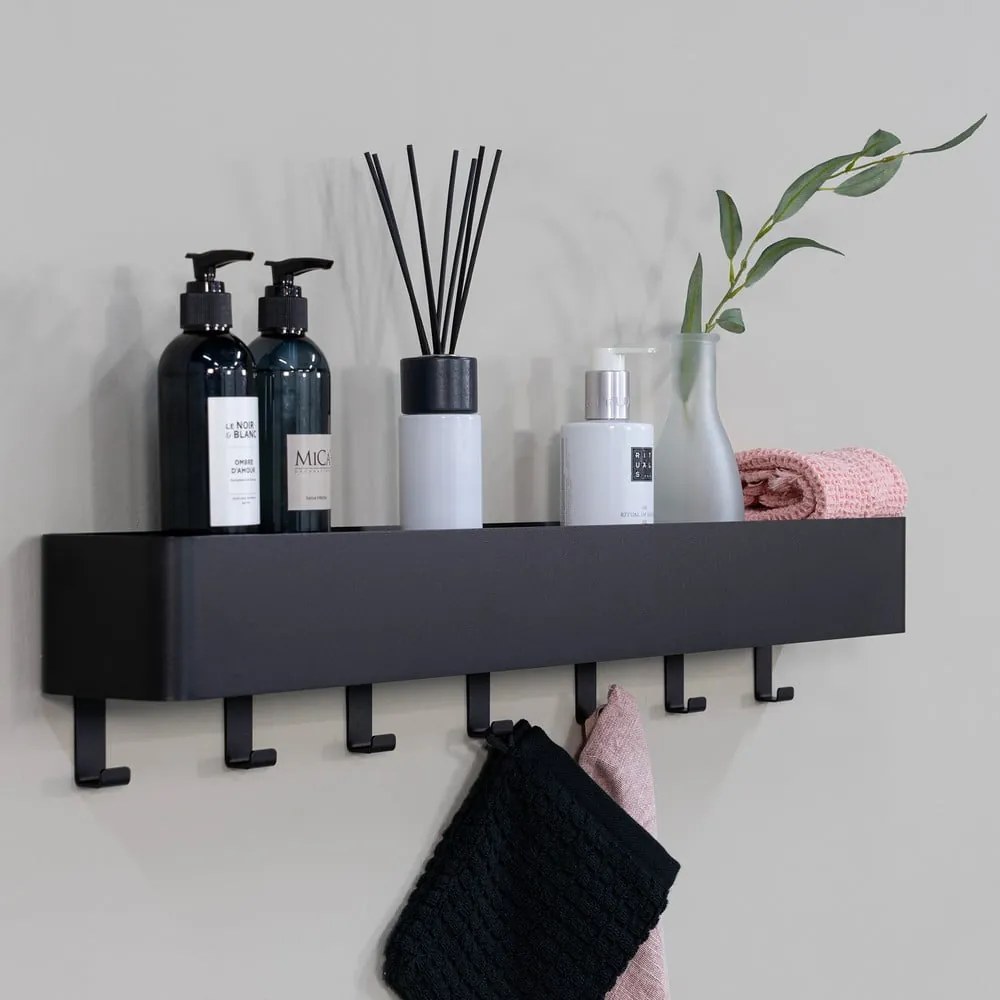 Čierna nástenná oceľová kúpeľňová polička Multi – Spinder Design