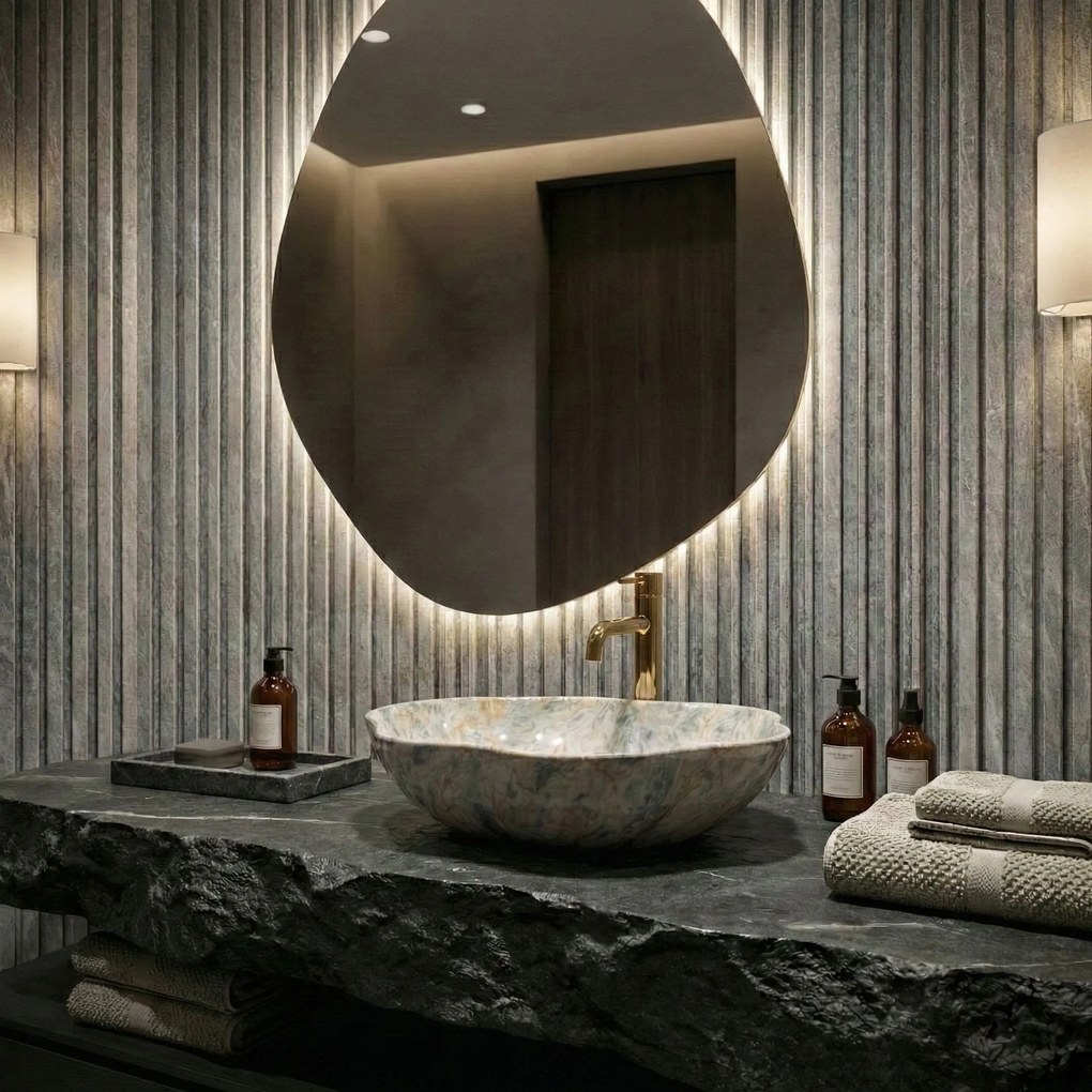 Rea Pearl Ruststone, umývadlo na dosku 505x380x135 mm, imitácia kameňa, REA-U0620